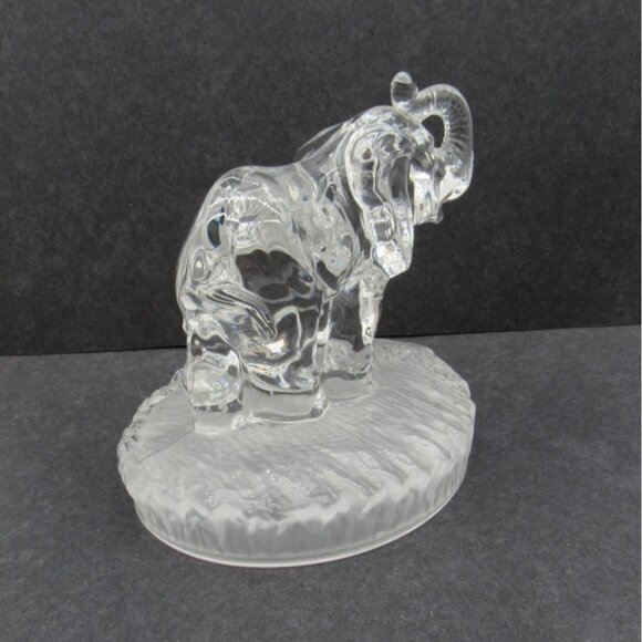 Crystal ELEPHANT Mom and BABY Calf Figurine on Frosted Base Vintage - Picture 7 of 11